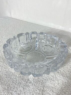 Vintage Clear Cut Glass Decorative Ashtray Candy Dish Cottagecore Grannycore